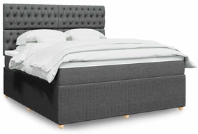 vidaXL Cama com molas/colchão 180x200 cm tecido cinzento-escuro