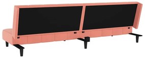 Sofá-cama de 2 lugares veludo rosa
