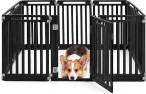 Recinto para Cães com 9 Painéis Modulares, 53 x 81 cm, Utilização no Interior e Exterior, Preto