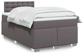 Cama com molas/colchão 120x200 cm couro artificial cinzento