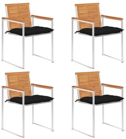 vidaXL Cadeiras de jardim c/ almofadões 4 pcs madeira de acácia maciça