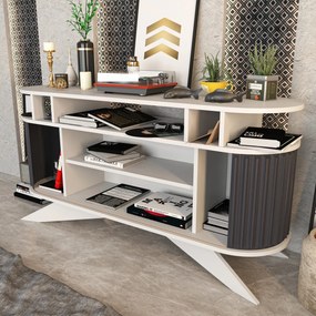 Aparador Stor – Branco/Antracite – 150x43x75 cm