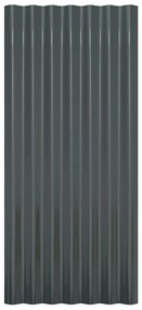 Painéis de telhado 12 pcs 80x36cm aço revestido a pó antracite