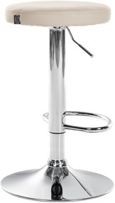 Banco de bar Ponte em couro sintético e com estrutura cromada 38,5 x 60-81 x 38,5 cm Creme