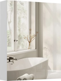 Armario de Baño con Espejo 60×15×75 cm 3 Compartimentos Muebles Blanco NUEVO
