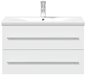 Armário de casa de banho com lavatório embutido branco