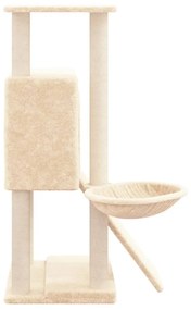 Árvore para gatos c/ postes arranhadores sisal 96 cm cor creme