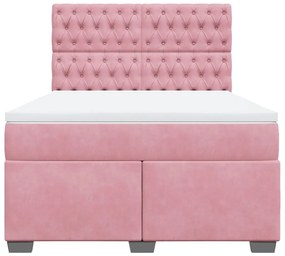 Cama com molas/colchão 140x200 cm veludo rosa