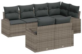 Conjunto de Sofá de Jardim vidaXL de 7 Peças com Almofadas Rattan Poli