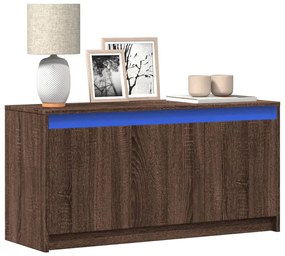 vidaXL Móvel de TV com luzes LED derivados madeira carvalho castanho