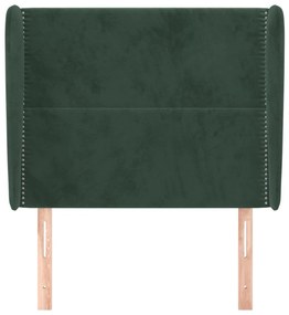 Cabeceira cama c/ abas veludo 93x23x118/128 cm verde-escuro