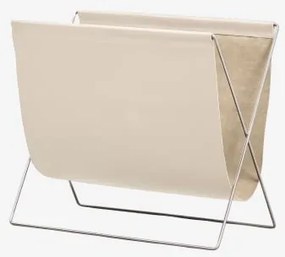 Revistero De Chão Inclinado Em Pele E Aço Inoxidável Dravena Beige Creme - Sklum