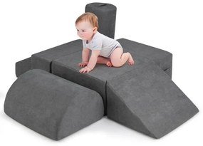 Blocos de escalada para bebês com 6 peças, estrutura de brinquedo macia para áreas internas, multicolorida