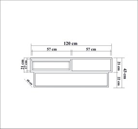 Mesa de Centro Dale – Nogueira/Preto – 120x43x60 cm