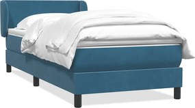 vidaXL Cama com molas/colchão 100x220 cm veludo azul-escuro