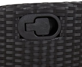 3 pcs conjunto de jantar p/ jardim c/ almofadões vime PE preto