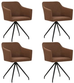 vidaXL Cadeiras de jantar giratórias 4 pcs tecido castanho
