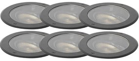 Conjunto de 6 Focos de Chão Exteriores Reguláveis Pretos IP65 Incl. LED - Delux Honey