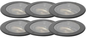 Set van 6 dimbare buiten grondspots zwart IP65 incl LED - Delux Honey Moderno