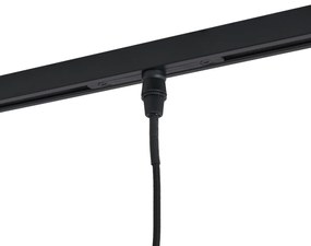 Sistema de calhas de iluminação moderno preto com 6 candeeiros suspensos dourados com vidro âmbar monofásico - Slimline Loyce