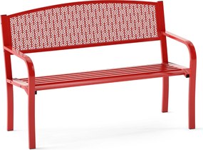 Banco jardim Metal de ripas de 128 cm para 2-3 pessoas com braços curvos e encosto clássico Vermelho