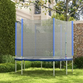 Rede de Segurança para Trampolim Ø244 cm Rede de Substituição de Trampolins com Fecho de Correr para 6 Postes Azul