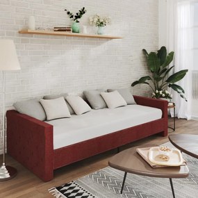 vidaXL Sofá-cama c/ colchão e saída USB 90x200cm tecido vermelho tinto