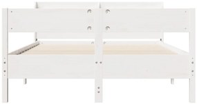 Cama sem colchão 140x190 cm madeira de pinho maciça branco