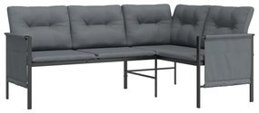 2 pcs conjunto lounge de jardim aço antracite