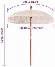 Guarda-sol Outros Creme x 250 cm Algodão e madeira sólida