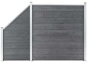 vidaXL Painel vedação WPC 1 quadrado + 1 inclinado 273x186 cm cinzento
