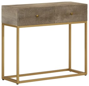 Mesa consola 90x30x76 cm madeira de mangueira maciça e ferro