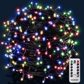 Corrente luminosa de Natal com controlo remoto de 60 m Multicolorido + Preto