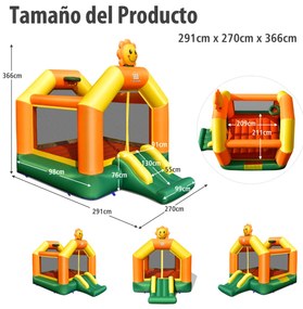 Castelo insuflável para crianças insuflável Castelo insuflável com Área de Salto Kit de reparação de cestos de basquetebol (sem Compressor) 291 x 270 x 366 cm
