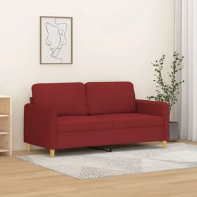 vidaXL Sofá de 2 lugares tecido 140 cm vermelho tinto