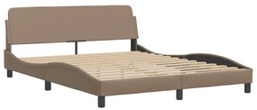 Estrutura cama cabeceira 160x200 cm couro artificial cappuccino