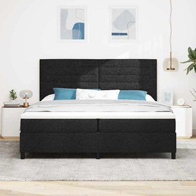 Cama Box Spring com Colchão Preto 200x200 cm Tecido