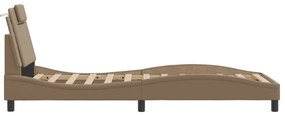 Estrutura cama cabeceira 90x200 cm couro artificial cappuccino