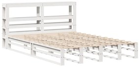 Cama sem colchão 140x190 cm madeira de pinho maciça branco