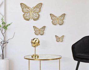 CONJUNTO DE BORBOLETAS DE PAREDE 4 PEÇAS CM 35X2X29-25X2X19-20,5X2X16-16X2X12 DOURADO