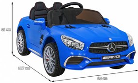 Carro elétrico para Crianças 12V Mercedes Benz AMG SL65 S Rodas de EVA, Assento de couro Azul