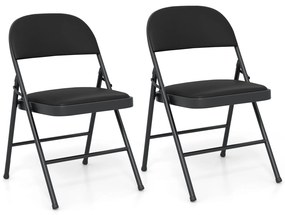 Pacote com 4 cadeiras dobráveis com estrutura de metal para ambientes internos e externos - Preto