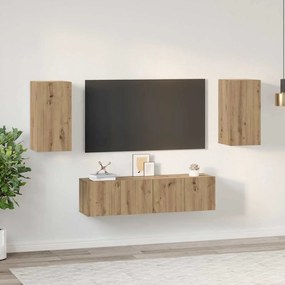Conjunto de móvel de TV com prateleira 4 pcs carvalho artisiano