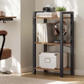 Estante com 3 níveis e prateleiras abertas 24 x 40 x 76,4 cm Castanho vintage + Preto