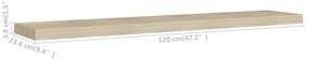 Prateleiras parede suspensas 4 pcs 120x23,5x3,8cm MDF carvalho