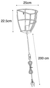 Candeeiro de parede industrial cinzento escuro com interruptor - Arthur Industrial