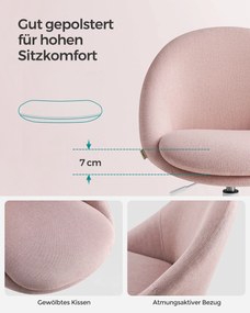 Cadeira para escritório 60 x 60 x (80-90) cm, ajustável em altura, rosa