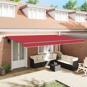 vidaXL Toldo Retrátil Manual Vermelho 500x300 cm