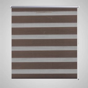 Estore de rolo 60 x 120 cm, linhas de zebra / Café
