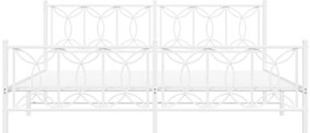 Estrutura de cama com cabeceira e pés 193x203 cm metal branco